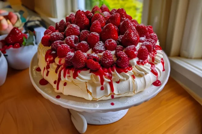 Pavlova Délice aux Fraises et Framboises