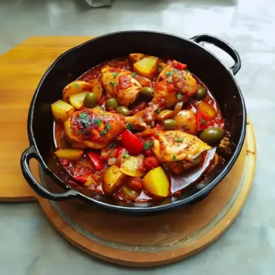 Poulet aux Poivrons et Pommes de Terre Savoureux