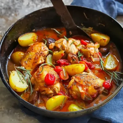 Poulet aux Poivrons et Pommes de Terre en Sauce