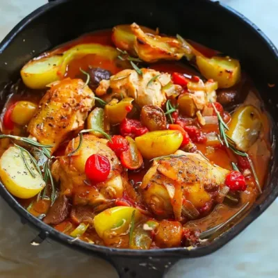 Poulet aux Poivrons et Pommes de Terre en Sauce