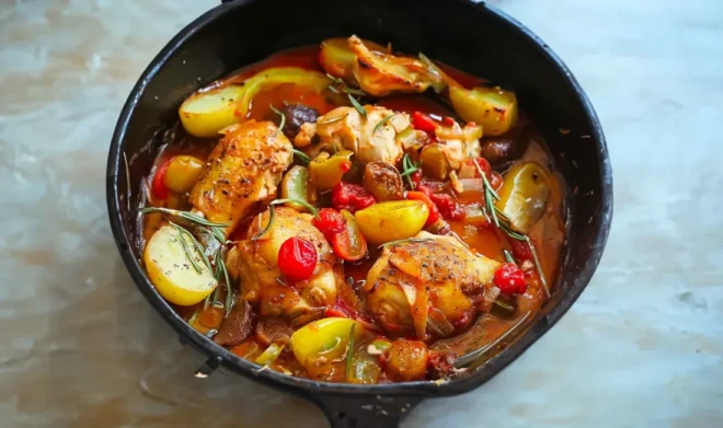 Poulet aux Poivrons et Pommes de Terre en Sauce