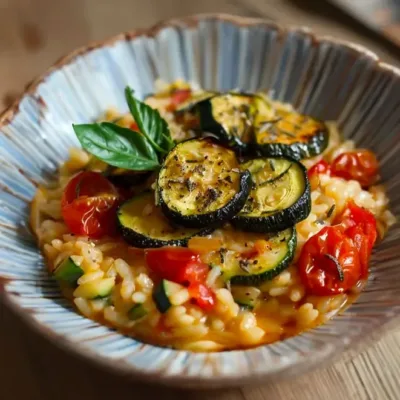 Risotto Coloré aux Courgettes et Tomates Cerises