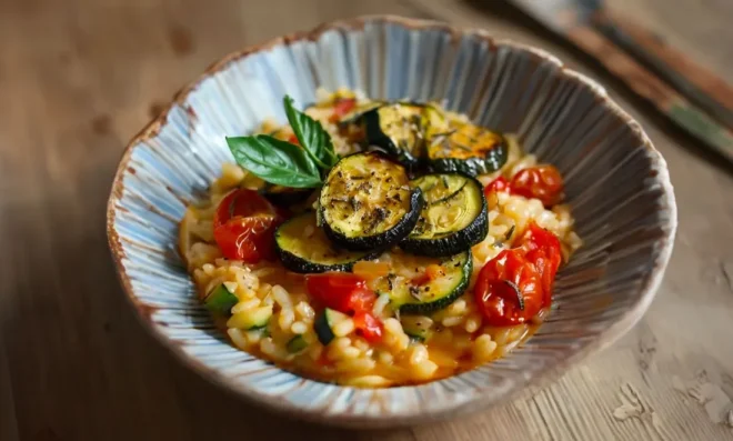Risotto Coloré aux Courgettes et Tomates Cerises