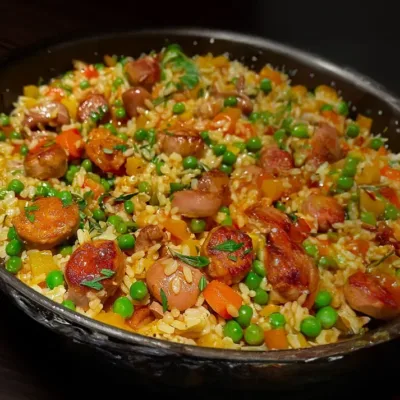 Riz aux Saucisses et Petits Pois Savoureux