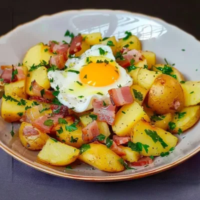 Salade de Pommes de Terre, Lardons et Œufs