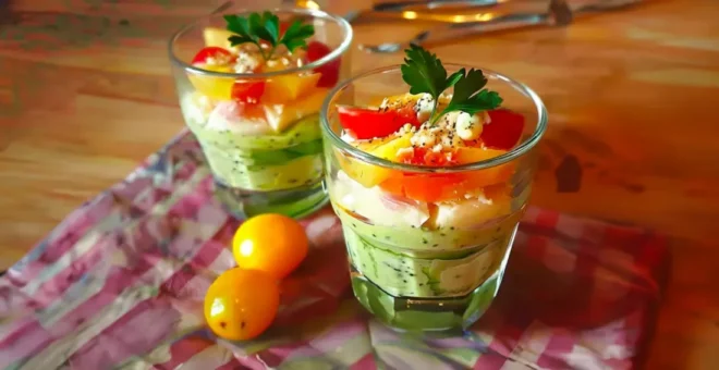 Verrines Fraîches d'Avocat, Thon et Tomates