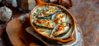 Cassolette de Moules Gratinées au Comté et Vin Blanc