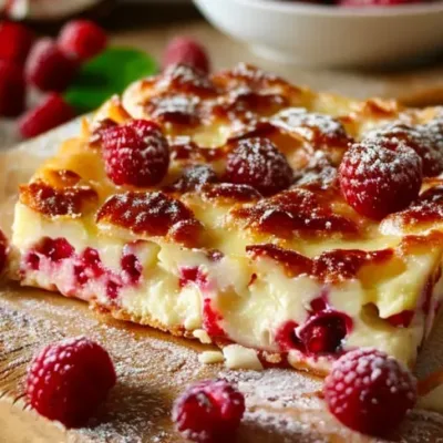 Clafoutis aux framboises et noix de coco