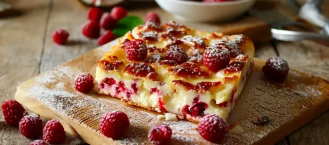 Clafoutis aux framboises et noix de coco