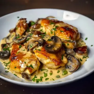 Fricassée de Poulet à la Crème et Champignons