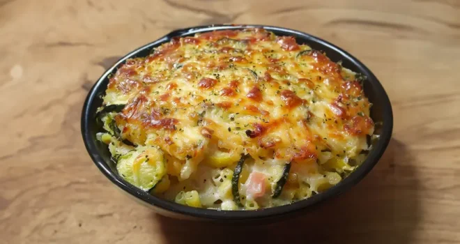 Gratin Courgettes, Jambon, Riz