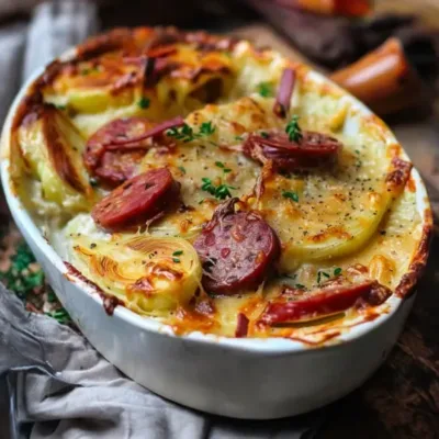Gratin Crémeux d'Endives et de Saucisses Fumées