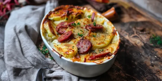 Gratin Crémeux d&rsquo;Endives et de Saucisses Fumées