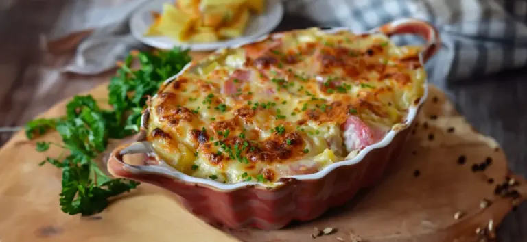 Gratin de Chou-Fleur, Pommes de Terre, Fromage et Jambon