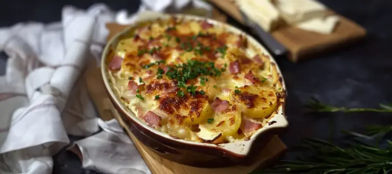 Gratin de Chou-Fleur, Pommes de Terre, Fromage et Jambon