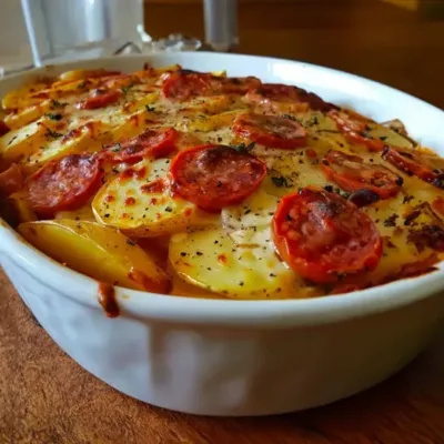 Gratin de Pommes de Terre au Chorizo et Tomate