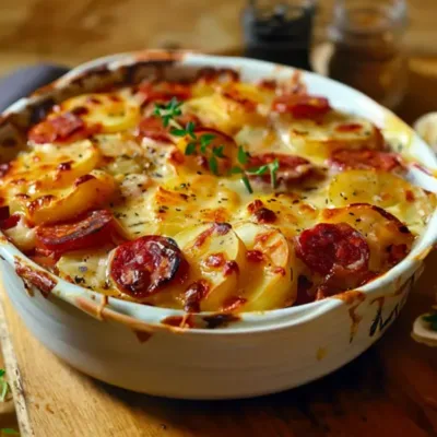 Gratin de Pommes de Terre au Chorizo et Tomates