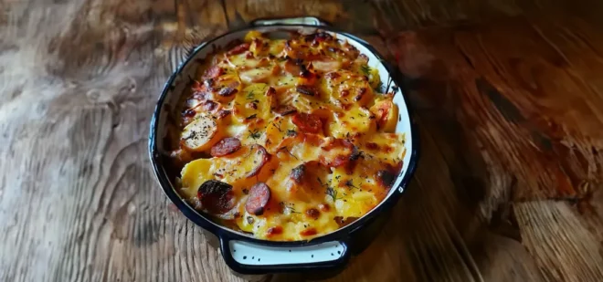 Gratin de Pommes de Terre, Chorizo, Tomate et Béchamel