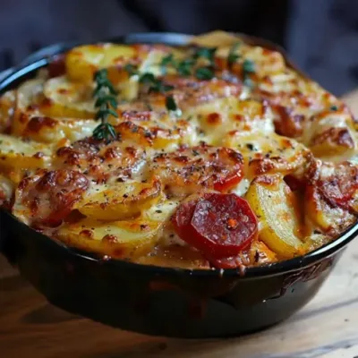 Gratin de Pommes de Terre au Chorizo et Béchamel
