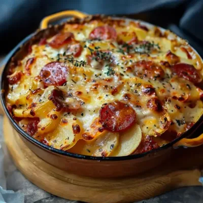 Gratin de Pommes de Terre au Chorizo et Béchamel
