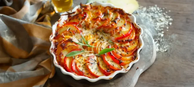 Gratin de Pommes de Terre, Tomates et Mozzarella