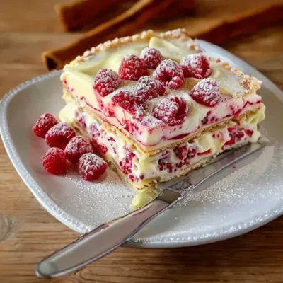 Lasagne Sucrée Chocolat Blanc et Framboises