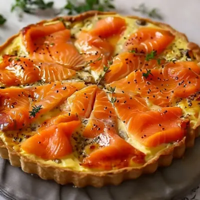 Quiche aux poireaux et saumon fumé délicieuse