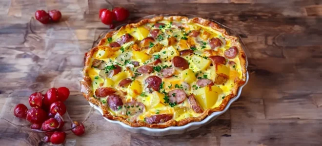 Quiche Campagnarde, Patates et Saucisses Fumées