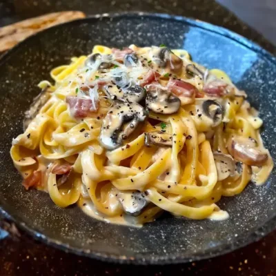 Tagliatelles à la Carbonara aux Champignons