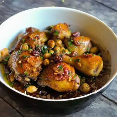 Tajine de Poulet au Miel et Raisins Secs