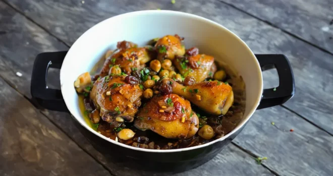 Tajine de Poulet au Miel et Raisins Secs