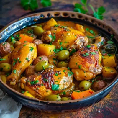 Tajine Marocain de Poulet aux Olives et Citrons Confits