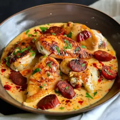 Aiguillettes de Poulet à la Sauce Crémeuse au Chorizo