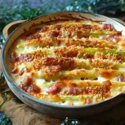 Asperges Blanches Gratinées au Jambon et Fromage