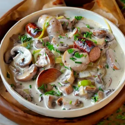 Blanquette de Boudin Blanc aux Champignons