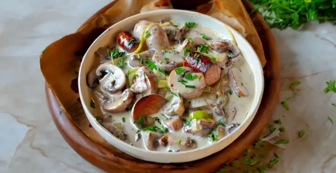 Blanquette de Boudin Blanc aux Champignons