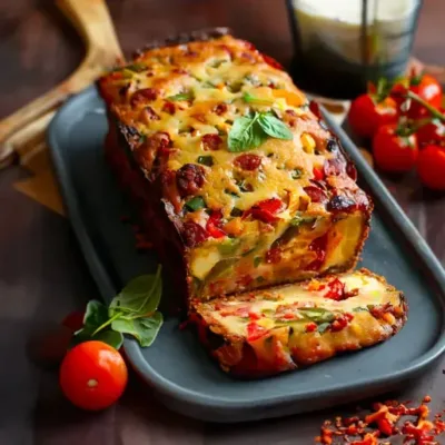 Cake au chorizo et aux poivrons savoureux