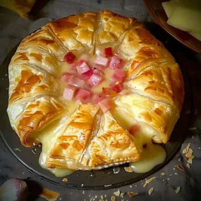 Camembert au Four en Pâte Feuilletée avec Lardons