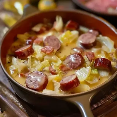 Fondue d'endives aux saucisses fumées