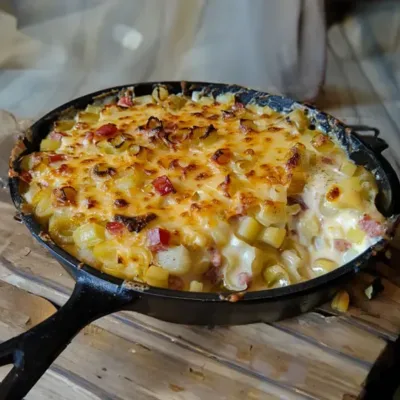 Gratin de Crozets aux Poireaux, Comté et Chorizo