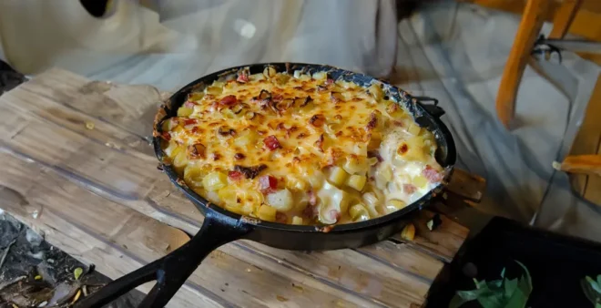 Gratin de Crozets aux Poireaux, Comté et Chorizo