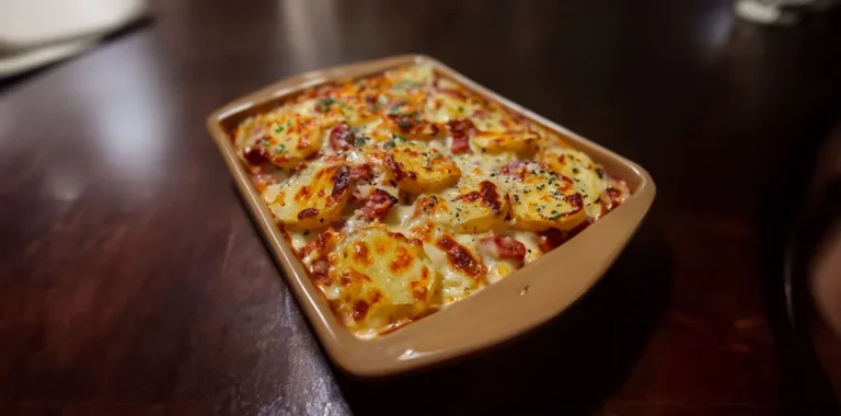 Gratin de Pommes de Terre, Chorizo, Tomate et Béchamel