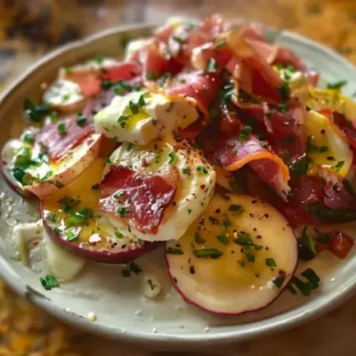 Salade de Pommes de Terre, Lardons et Fromage de Chèvre