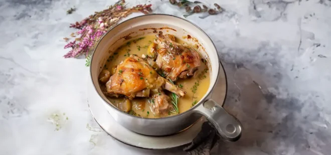 Lapin braisé au vin blanc