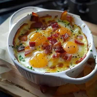 Œufs Cocotte au Chèvre et aux Lardons