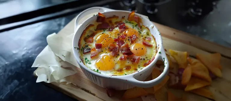 Œufs Cocotte au Chèvre et aux Lardons