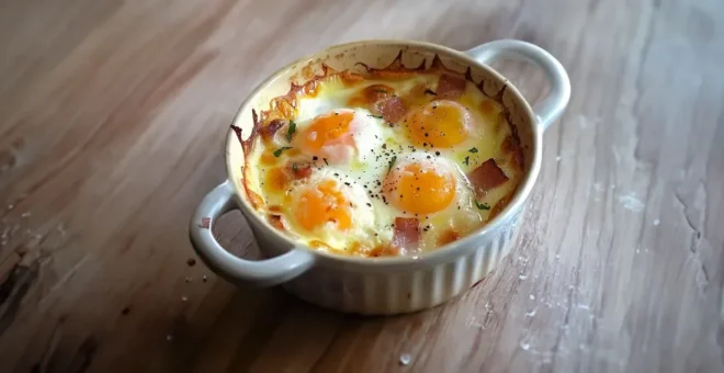Oeufs Cocotte au Chèvre et aux Lardons