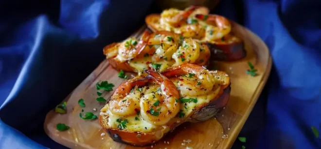 Pain à l'Ail Fromagé aux Crevettes Grillé