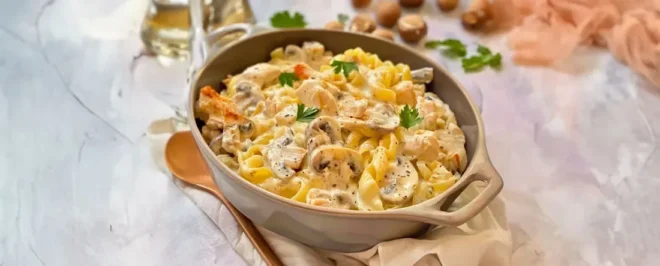 Pâtes à la Crème Poulet et Champignons
