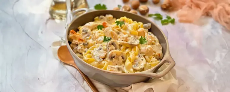 Pâtes à la Crème Poulet et Champignons